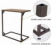 C Shaped Side Laptop End Table, Slide Under Sofa Bed Table with Wood Top&Metal Frame for Living Room Bedroom