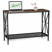 Alecono Home Office Desk Multifunctional Computer Table Industrial Console Table Sofa Entrance Table with X-Shaped Metal Fram