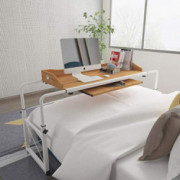 HomeSailing Mobile Overbed Computer Table Workstation with Wheels Pullout Keyboard Large Adjustable Rolling Desk for King Siz