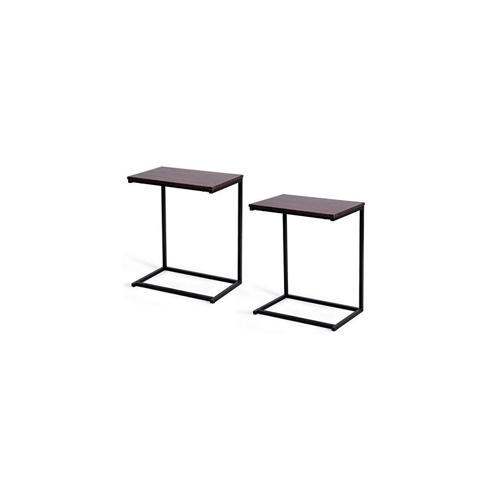 Tangkula Sofa Side End Table Set, C Shaped Table Laptop Holder, End Stand Desk Coffee Tray Side Table, Notebook Tablet Beside