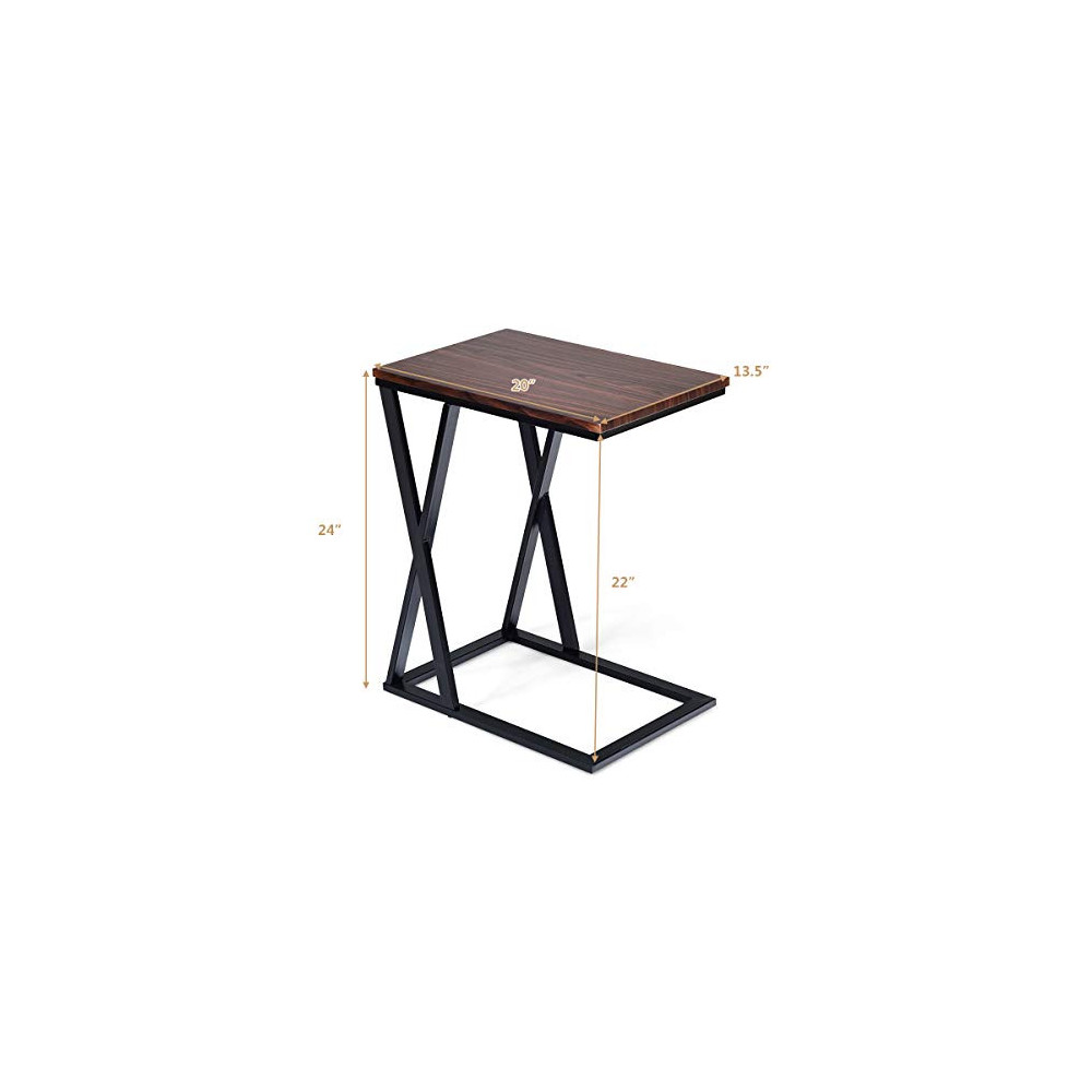 Tangkula Sofa Side Table, Xshaped Snack Table End Table, Coffee