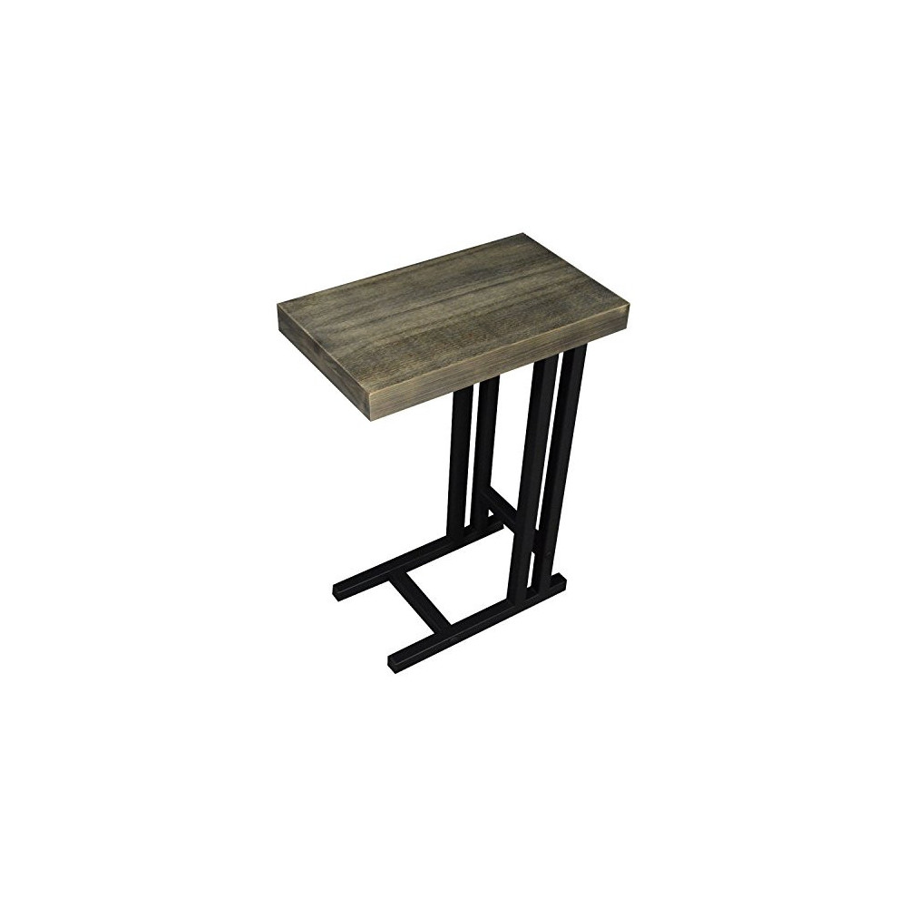 The Alex C Table/End Table/Laptop Stand, Solid Wood Top w/Black Welded Steel