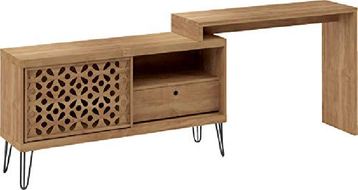 Corner Farmhouse Desk - Tv Stand For 50 Inch TV with Drawer Modern Laser Design Mid Century Versatile Furniture Wooden Indust