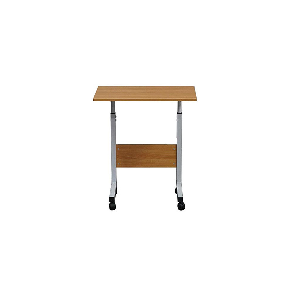 LEXING-27-37 Height Adjustable Rolling Laptop Desk Cart Over Bed Hospital Table Stand - Wood Color/Type-2