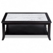 Olee Sleep 18" Classic Calacatta Natural Marble Top Wood Edge Coffee Table/ End Table/ Side Table / Dining Table / Sofa Table