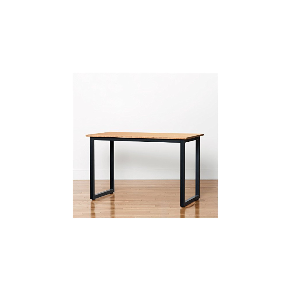 Bamboo Side Table - 48" x 24" Computer or Printer Table/Small Kitchen Table with Steel Frame  Standard, Black 