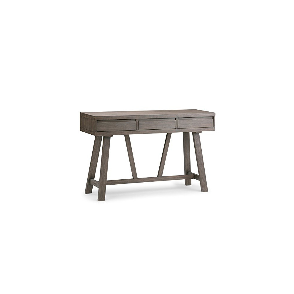 Simpli Home 3AXCDLN-04 Dylan Solid Wood 48 inch Wide Modern Industrial Hallway Console Table in Driftwood