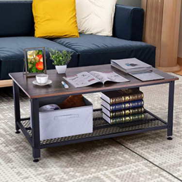 Ketteb Modern Home Coffee Table 2-Tier Cocktail Table with Storage Shelf for Living Room End Table/Side Table/Dining Table/So