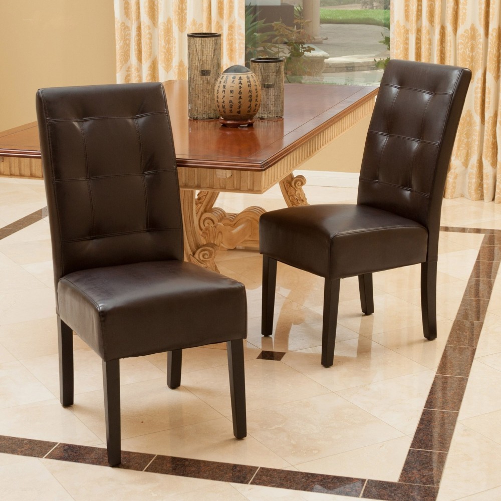 Haynes Brown Leather Dining Chairs (Set of 2) Universe