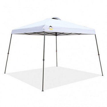 CROWN SHADES Patented 11ft. x 11ft. Slant Leg One Push Up Clia Instant Folding Canopy with Wheeled Bag, White