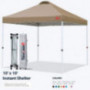 MASTERCANOPY Pop-up Canopy Tent Commercial Instant Canopy with Wheeled Bag,Canopy Sandbags x4,Tent Stakesx4 10x10 Khaki 