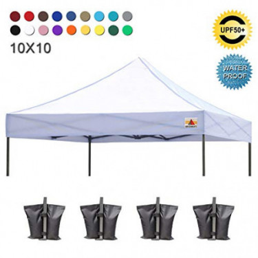 ABCCANOPY Pop Up Canopy Replacement Top Cover 100% Waterproof Choose 18+ Colors, Bonus 4 x Weight Bags  White 