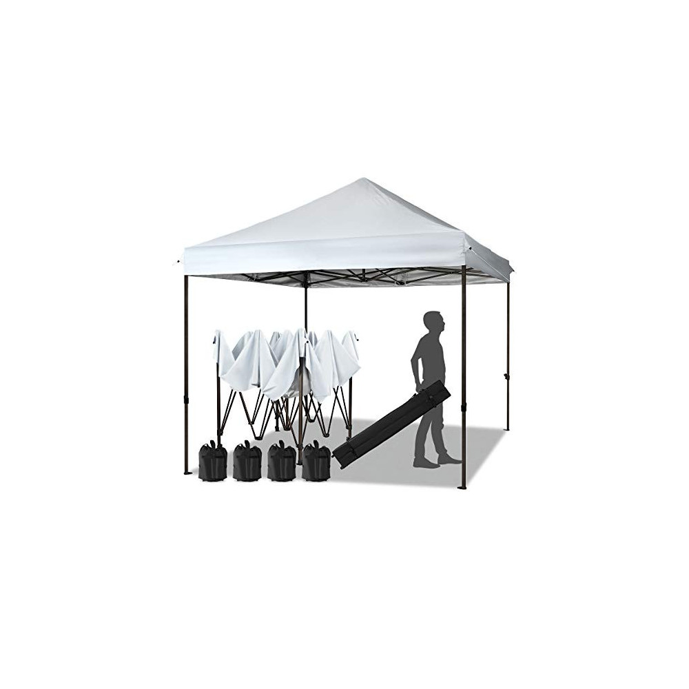 MEWAY 10ft Patio Awning Garden Shade Commercial Ez Pop Up Canopy Tent Instant Canopy Party Tent Sun Shelter with Wheeled Bag,