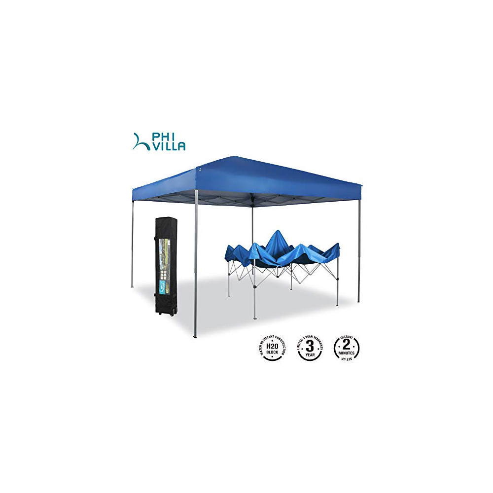 PHI VILLA 10 x 10ft Portable Pop Up Canopy Event Tent Party Tent, 100 Sq. Ft of Shade, Blue