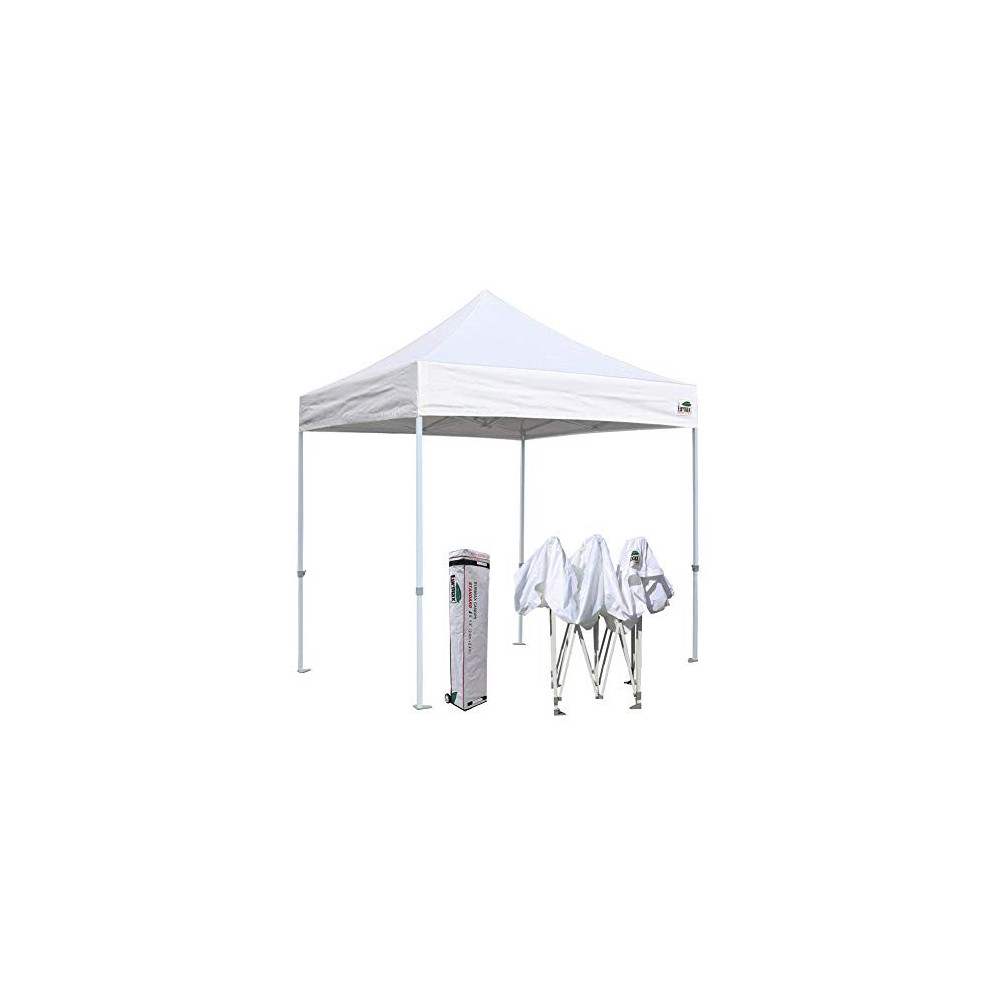 Eurmax 8x8 Feet Ez Pop up Canopy, Outdoor Canopies Instant Party Tent, Sport Canopy Bonus Roller Bag  White 