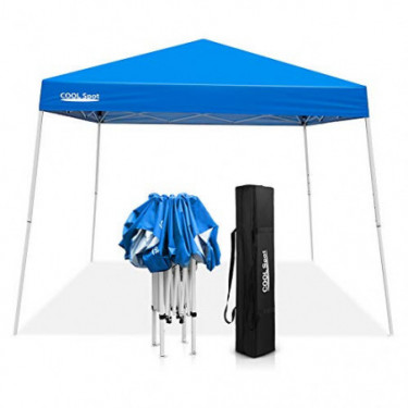 COOL Spot 10 x 10 Slant Leg Pop Up Canopy Tent  with 64 Square Feet of Shade  One Person Set-up Outdoor Instant Folding She