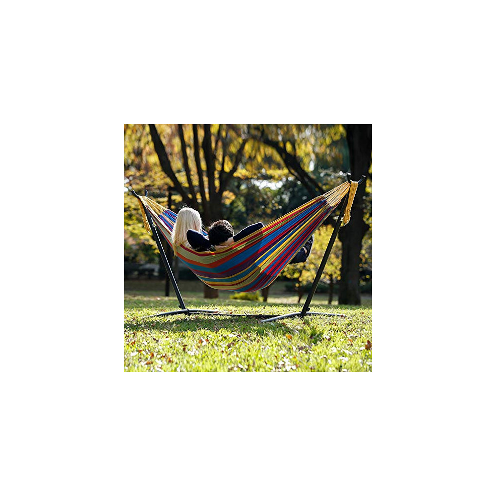 Balancelle double en coton Vivere avec support en acier gain de place