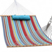 Lazy Daze Hammocks 55" Double Size Quilted Fabric Hammock with Hardwood Spreader Bar and Poly Head Pillow Stylish for Two Per