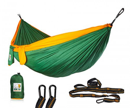 Ryno Tuff Camping Hammock - Double Hammock with Straps, Reinforced Not to Tear But Still Lightweight, Extra Pocket, Safe Tree