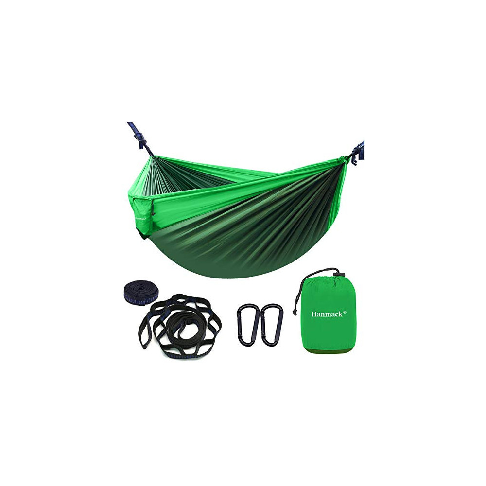 Double Hammock,Camping Hammock with 2 Tree Straps and 2 Carabiners, Lightweight Nylon Parachute Portable Outdoor Hammocks for