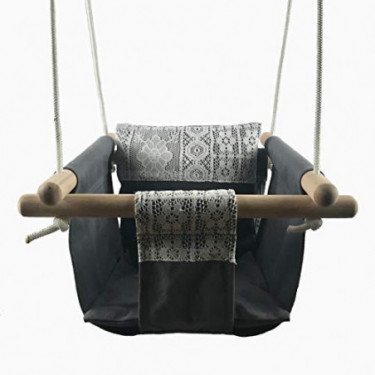 Indoor Outdoor Swing Chair for Baby, Cotton Baby Hammock Swing  Grey 
