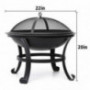 KINGSO Outdoor Fire Pit 22 Patio Fire Steel BBQ Grill Fire Pit Bowl with Mesh Spark Screen Cover, Log Grate, Poker for Camp