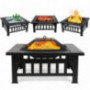 FIXKIT Fire Pit Table Outdoor with BBQ Grill Shelf, Multifunctional Garden Terrace Fire Bowl Heater/BBQ/Ice Pit, 32" Diameter