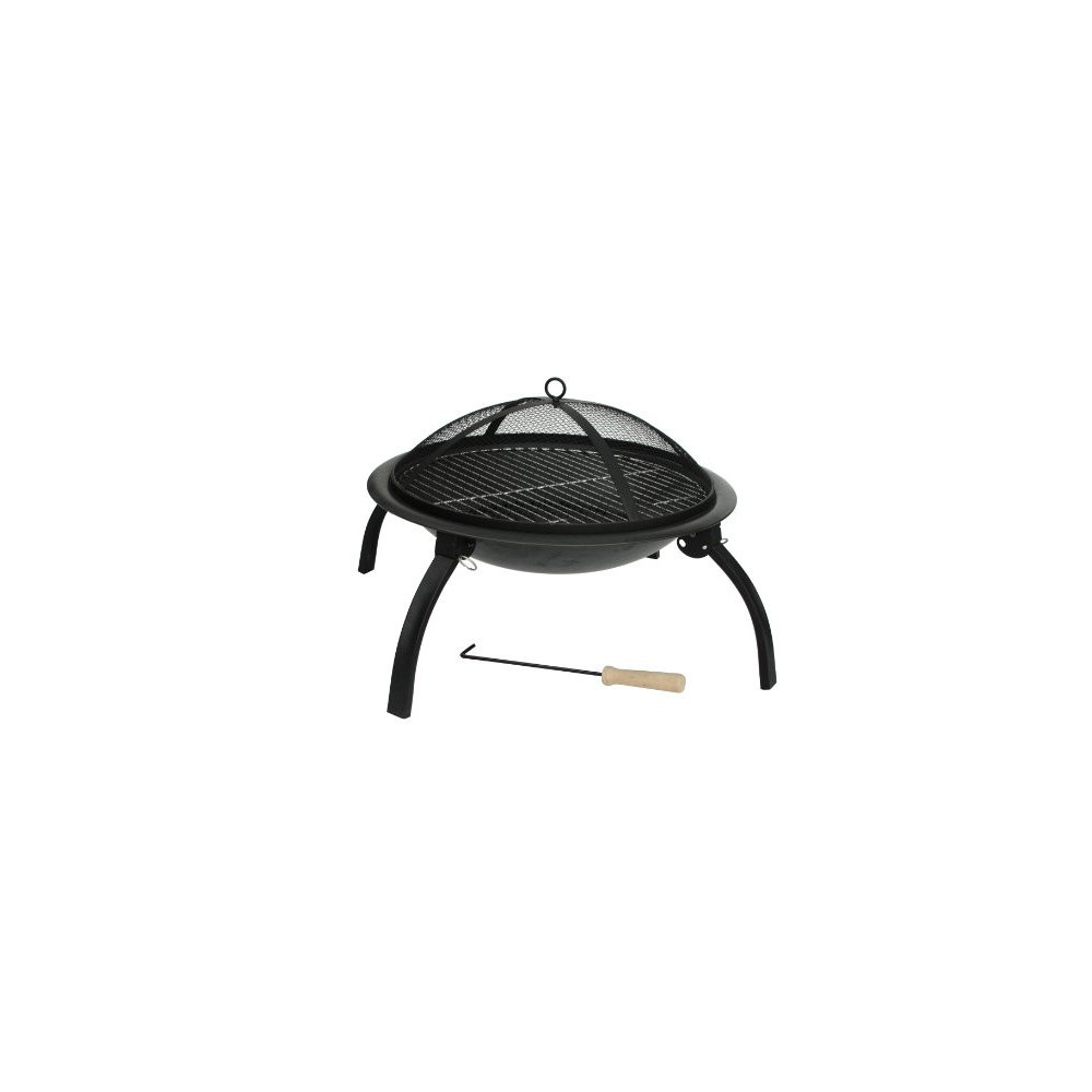 Fire Sense Portable Folding Round Black Steel 22 Inch Fire Pit with Carry Bag | Wood Burning | Mesh Spark Screen, Wood Grate,