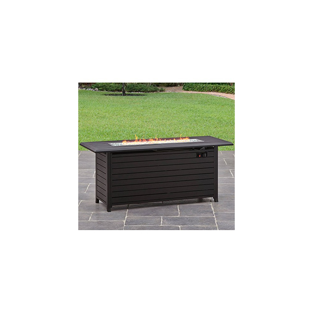 Better Homes and Gardens Carter Hills, Durable and Rust-Resistant Design 57" Rectangular Gas Fire Pit, with Stainless Steel B