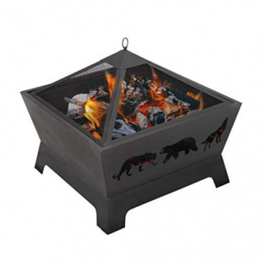 ZENY 26 inch Fire Pit Fire Bowl Outdoor Patio Wood Burning Fireplace Firepit with Cover, Poker,Steel