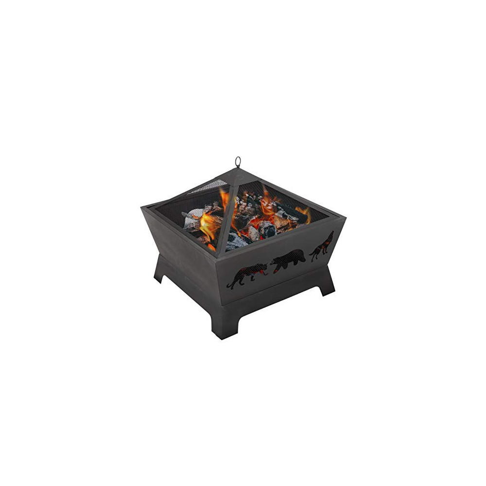 ZENY 26 inch Fire Pit Fire Bowl Outdoor Patio Wood Burning Fireplace Firepit with Cover, Poker,Steel
