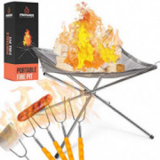 Portable Fire Pit Outdoor Extra Large - 22 Inch Collapsing Steel Mesh Fireplace - Perfect for Camping, Backyard and Garden - 