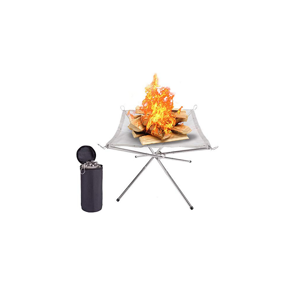 SUCHDECO Portable Fire Pit Outdoor - 2020 New Upgrade, 16.5 Inch Camping Fire Pit Foldable, Mesh Fire Pits Portable Fireplace