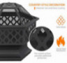 Yaheetech Hexagon Fire Pit Fireplace Portable Firepit Iron Brazier Wood Burning Coal Pit Hex Shaped Fire Bowl Stove with Spar