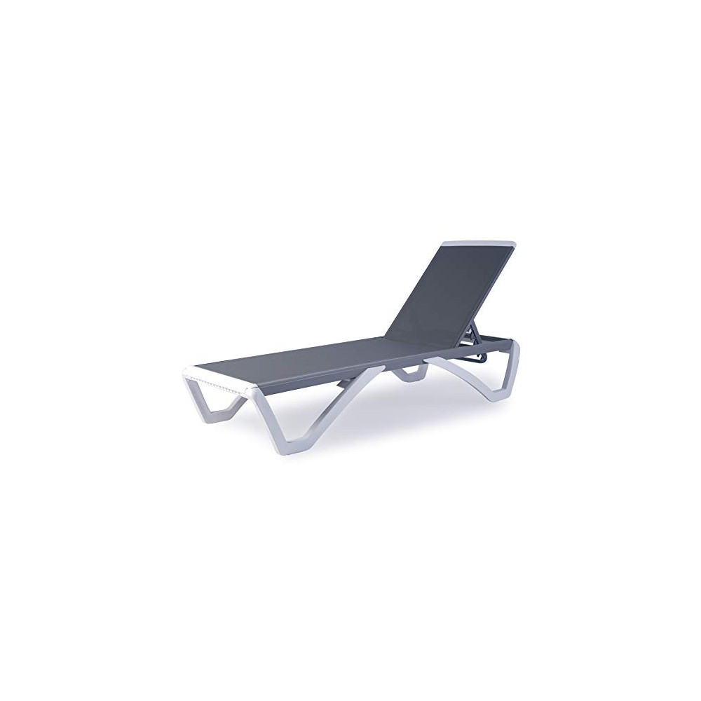 Kozyard Alan Full Flat Alumium Patio Reclinging Adustable Chaise Lounge with Sunbathing Textilence for All Weather, 5 Adjusta