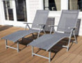 Kozyard Cozy Aluminum Beach Yard Pool Folding Reclining 7 Adjustable Chaise Lounge Chair  2 Pack, Gray 