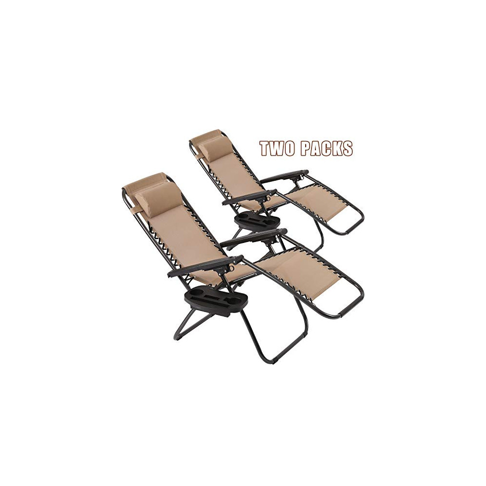 Vnewone Patio Chairs Set of 2 Zero Gravity Chair Folding Chairs Outdoor Chairs Anti Gravity Chair Reclining Outdoor Folding C
