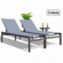 Kozyard Modern Full Flat Alumium Patio Reclinging Adustable Chaise Lounge with Sunbathing Textilence for All Weather, 5 Adjus