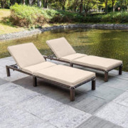 MAGIC UNION Patio Rattan Adjustable Wicker Chaise Lounge with Cushions Garden Furniture Outdoor Pool Side Chair Sets of 2