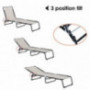 Outsunny 3-Position Reclining Beach Chair Chaise Lounge Folding Chair with Comfort Ergonomic Design,Cream White