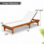 Tangkula Outdoor Wooden Chaise Lounge Chair, Patio Chaise Lounger with Adjustable Back, Eucalyptus Wood Reclining Lounge Chai