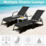 Tangkula 2 Pcs Outdoor Patio Lounge Chaise,  Set of 2  Adjustable Folding Reclining Lounge Chairs, 5-Position Backrest Adjust