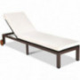 Tangkula Patio Chaise Lounge Chair, Outdoor Rattan Lounger Recliner Chair with Wheels, Wicker Chaise Chair with Cushioned Sea
