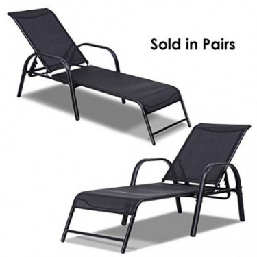 Giantex Outdoor Patio Chaise Lounge Chair, Adjustable Lounge Chairs Patio Seating Furniture, 5 Adjustable Positions, Backyard