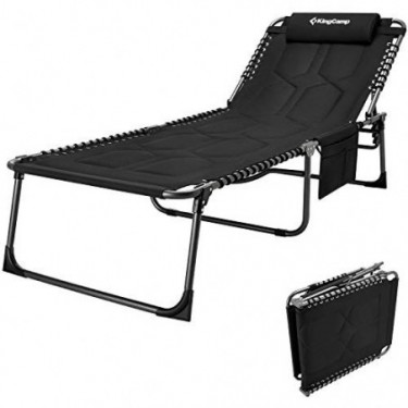 KingCamp 4-Fold Oversize Folding Chaise Lounge Chair for Outdoor, Indoor, Beach, Patio, Lawn, Heavy-Duty Adjustable Camping R