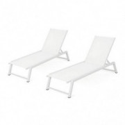 Christopher Knight Home Belle Outdoor Mesh Chaise Lounges, 2-Pcs Set, White Mesh / White
