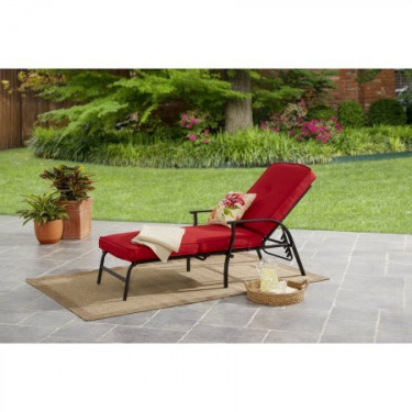 Mainstays Belden Park Cushion Chaise Lounge  Red 