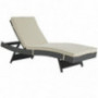 Modway Sojourn Wicker Rattan Outdoor Patio Sunbrella Fabric Chaise Lounge in Antique Canvas Beige