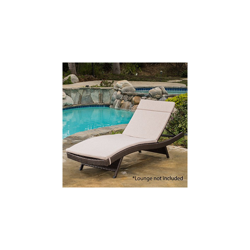 Christopher Knight Home Salem Outdoor Water Resistant Chaise Lounge Cushion, Textured Beige