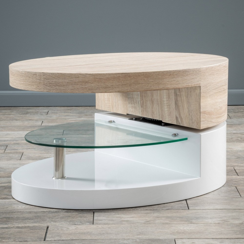 Emerson Oval Mod Swivel Coffee Table W Glass Universe Furniture